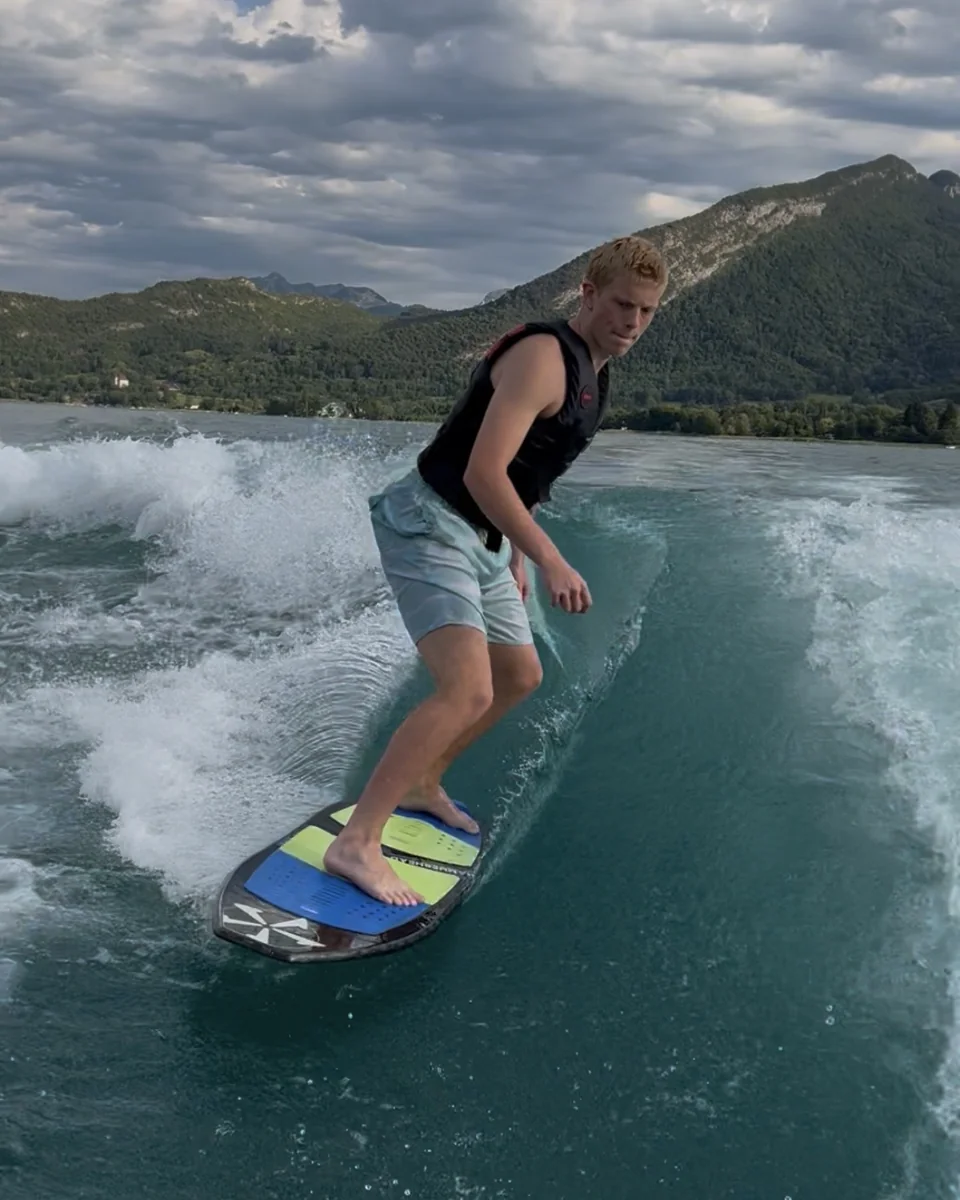 Ben Adler wakesurfing in France